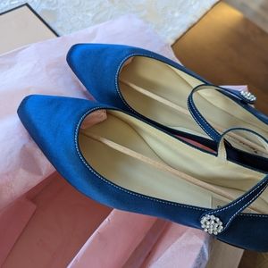 Repetto Mary Jane blue satin flats EU size 7.5